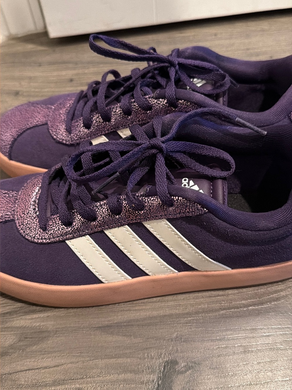 adidas Women’s Purple Lace-Up Sneakers with Pink Sole